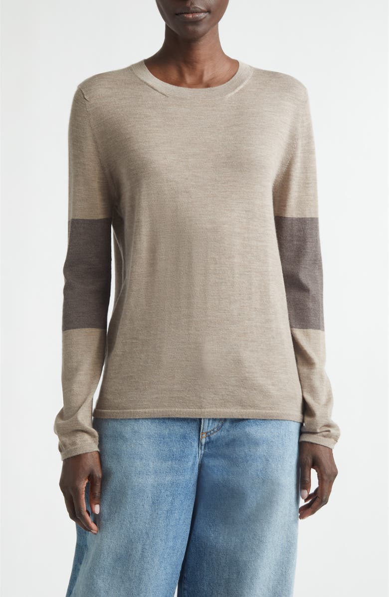 Johnstons of Elgin Euna Colorblock Cashmere Sweater, Main, color, Pebble/ Ash