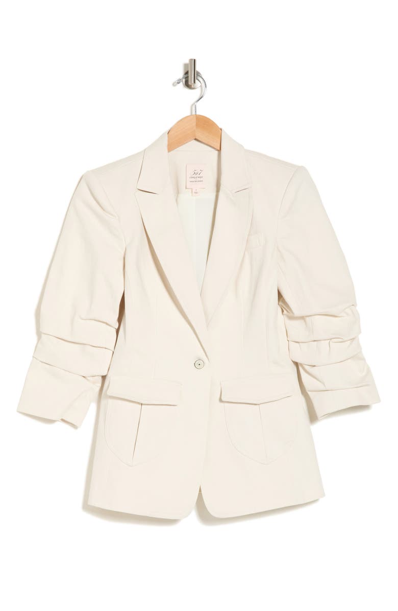 Cinq à Sept Louisa Ruched Sleeve Denim Blazer, Main, color,