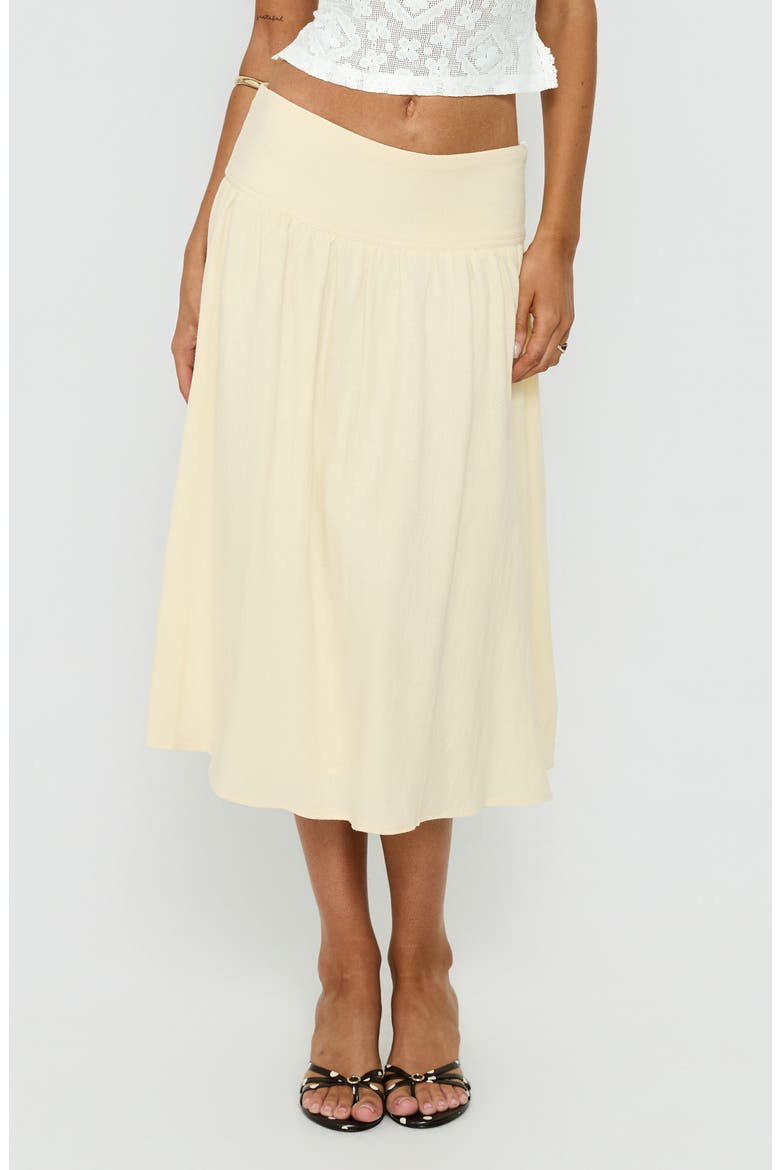 Heart of Gold Linen Blend Midi Skirt, Main, color, LEMON