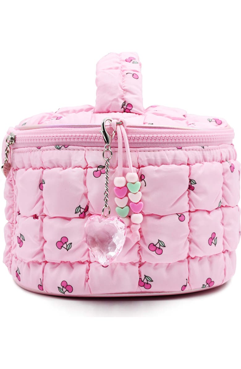 OMG Accessories Kids' Cherry Scrunch Water Resistant Train Case, Alternate, color, Cotton Candy