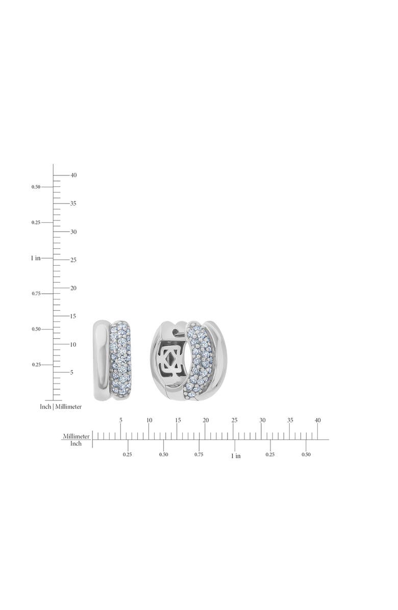 Crislu Pavé Double Huggie Hoop Earrings, Alternate, color, Pure Platinum/ Clear Stone