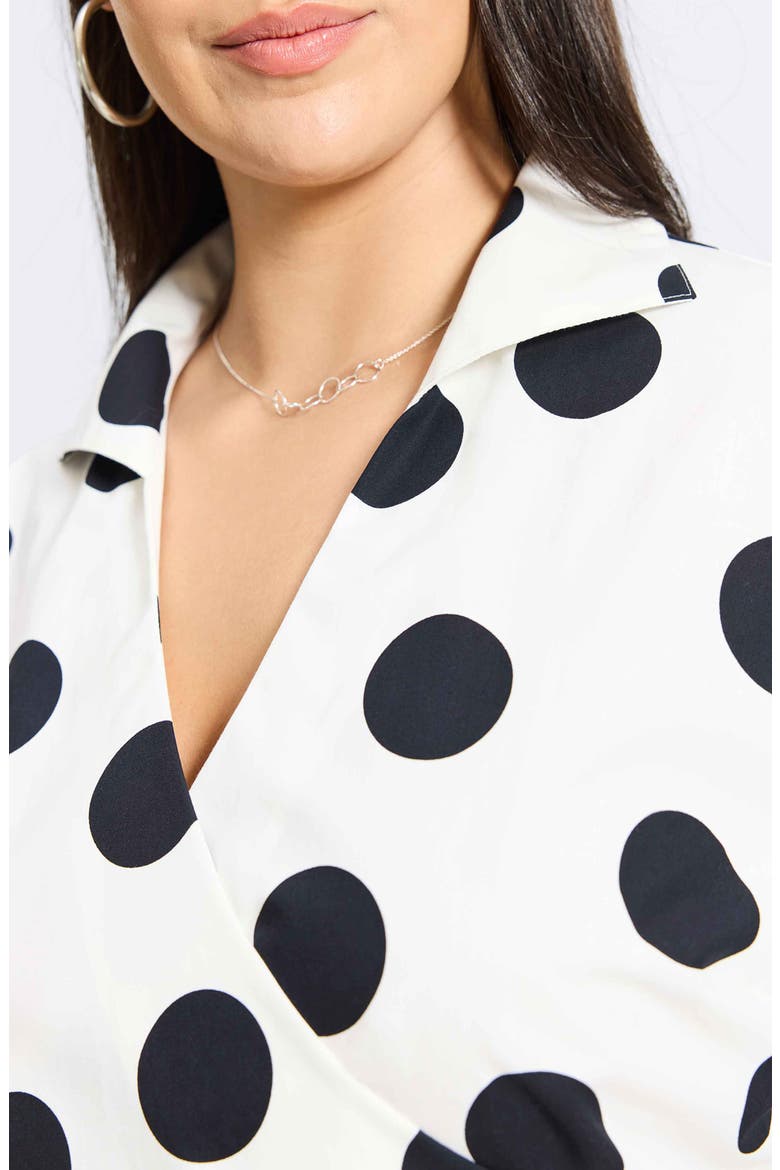 Salina Dot Print Cotton Poplin Wrap Shirt, Alternate, color, WHITE/BLACK