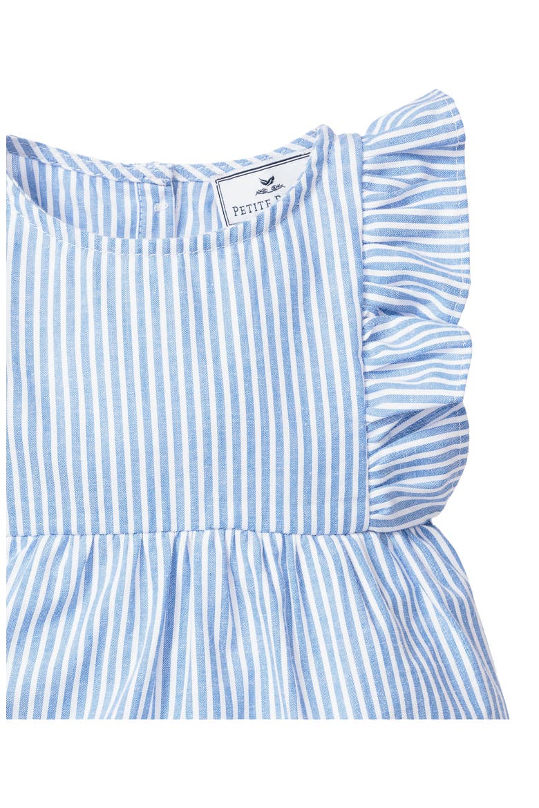 French Blue Seersucker Ruffled Romper, Alternate, color, BLUE