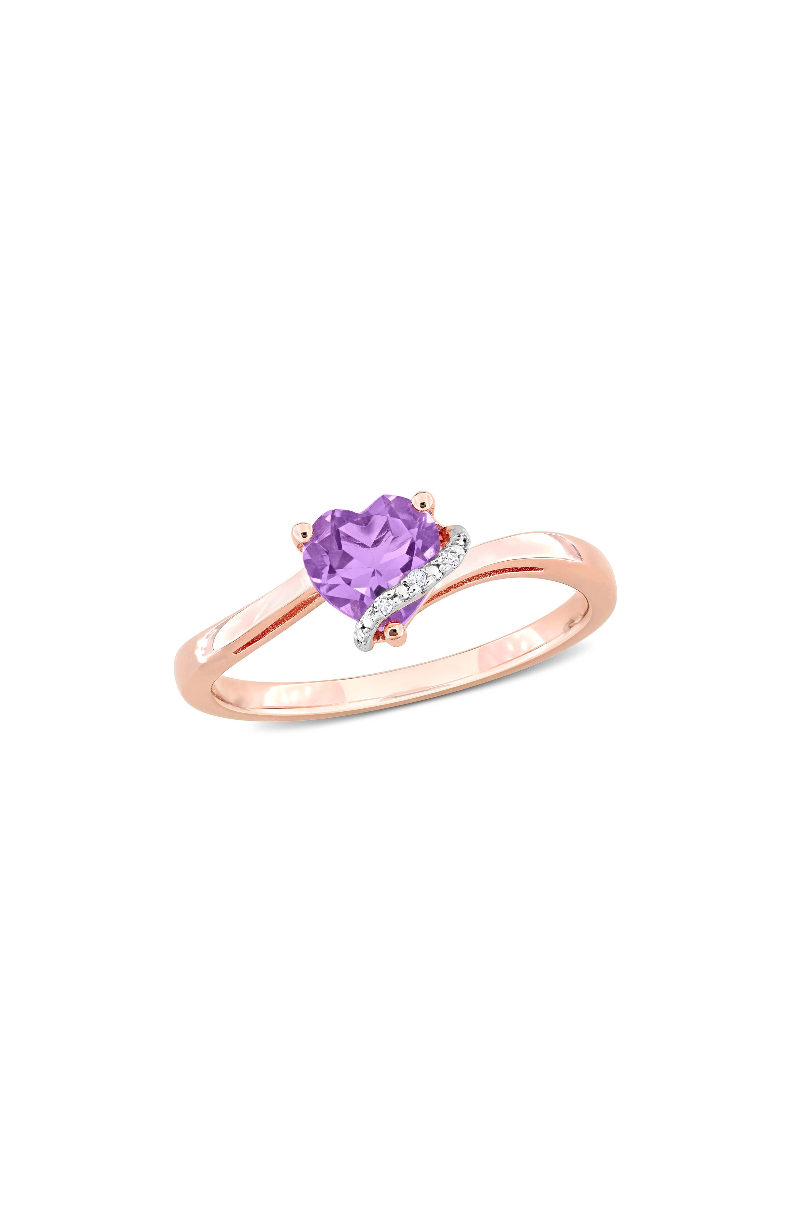 DELMAR Heart Amethyst & Diamond Ring - 0.009ct.