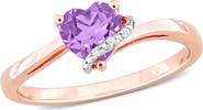 DELMAR Heart Amethyst & Diamond Ring - 0.009ct.