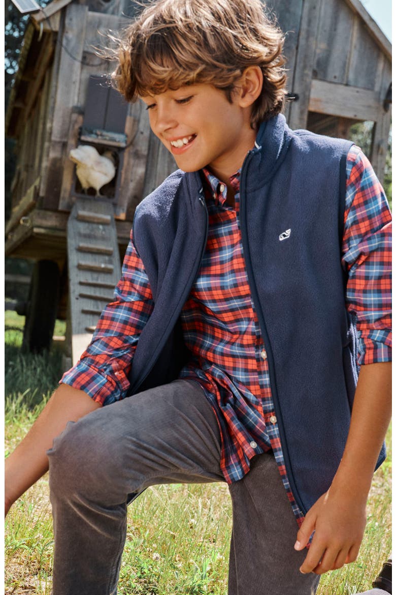 Kids' Plaid Cotton Flannel Button-Down Shirt, Alternate, color, MOONSHINE PLAID