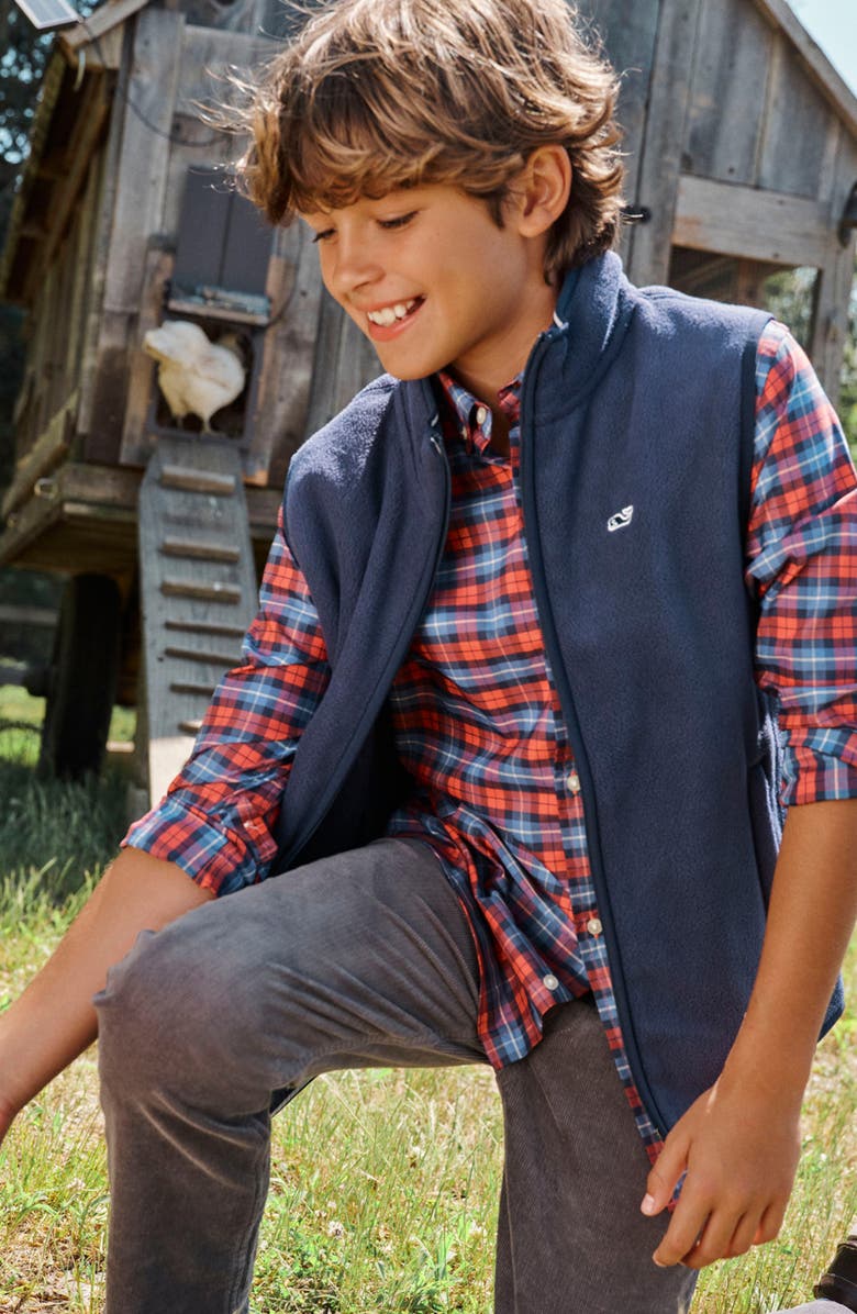 vineyard vines Kids' Plaid Cotton Flannel Button-Down Shirt, Alternate, color, Moonshine Plaid