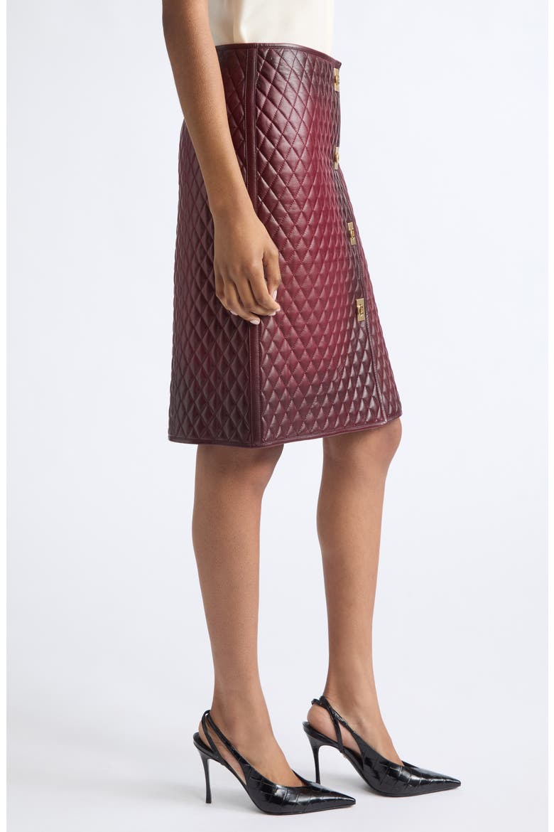 Plongé Nappa Leather Skirt, Alternate, color, MAROON BORDEAUX