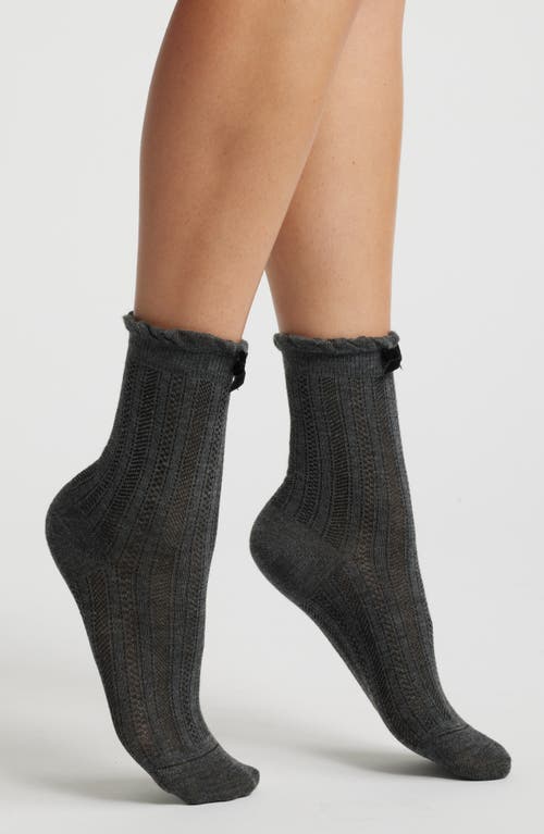 Oroblu Papillon Crew Socks in Grey Melange 