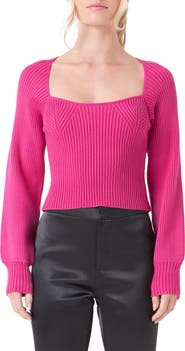 Endless Rose Ribbed Bishop Sleeve Top
