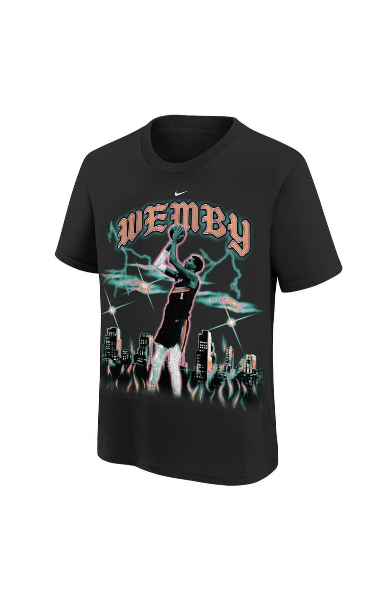 Nike Youth Nike Victor Wembanyama Black San Antonio Spurs City Edition Player T-Shirt, Alternate, color, 