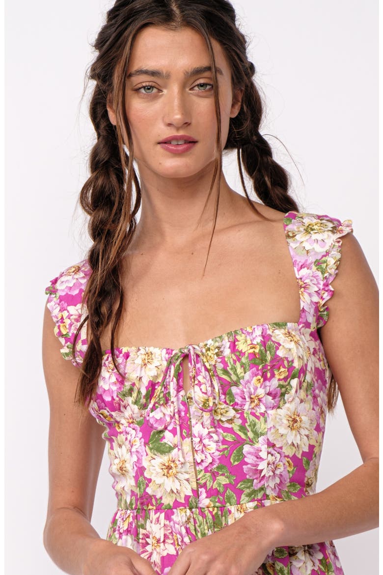 Floral Tie Back Fit & Flare Minidress, Alternate, color, PINK