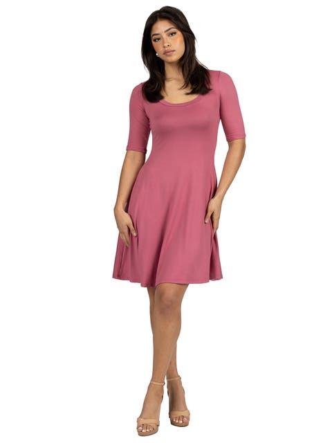 A-Line Knee Length Dress Elbow Length Sleeves