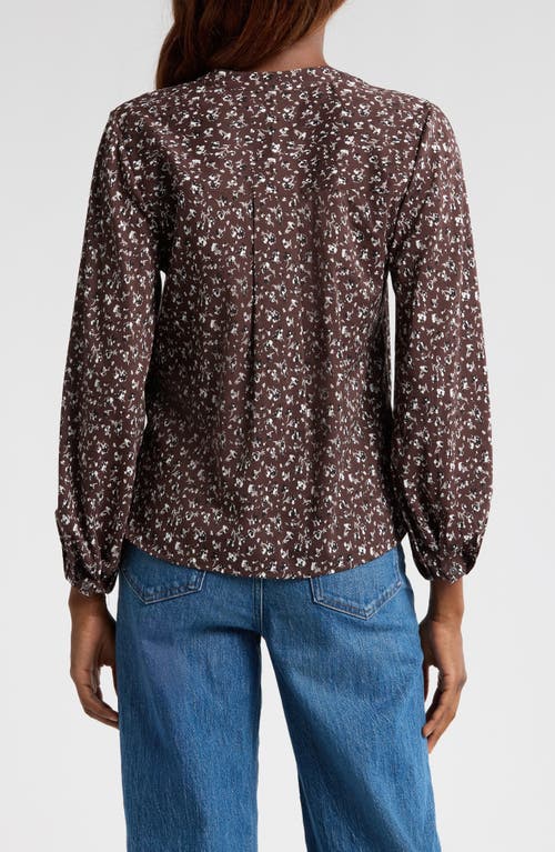 Madewell V-neck Long Sleeve Cotton Blend Top In Dark Carob