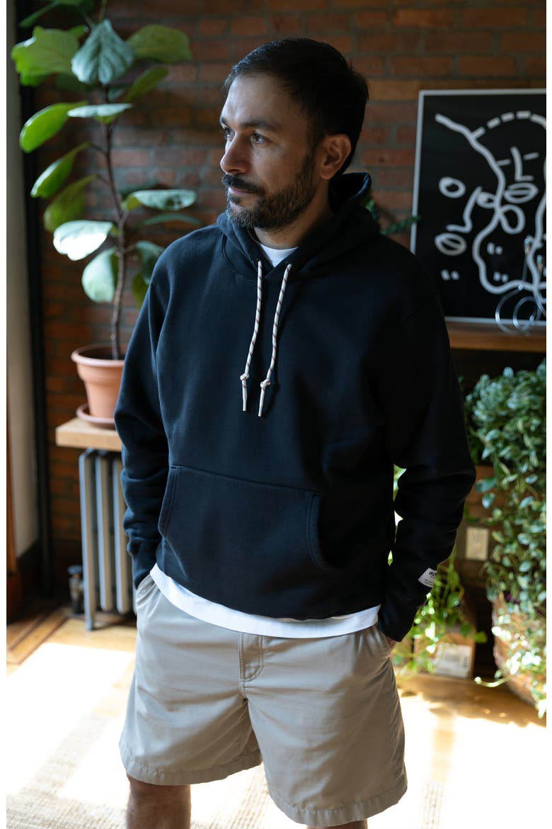 Organic Cotton 685 GSM French Terry Hooded Sweatshirt, Alternate, color, Caviar