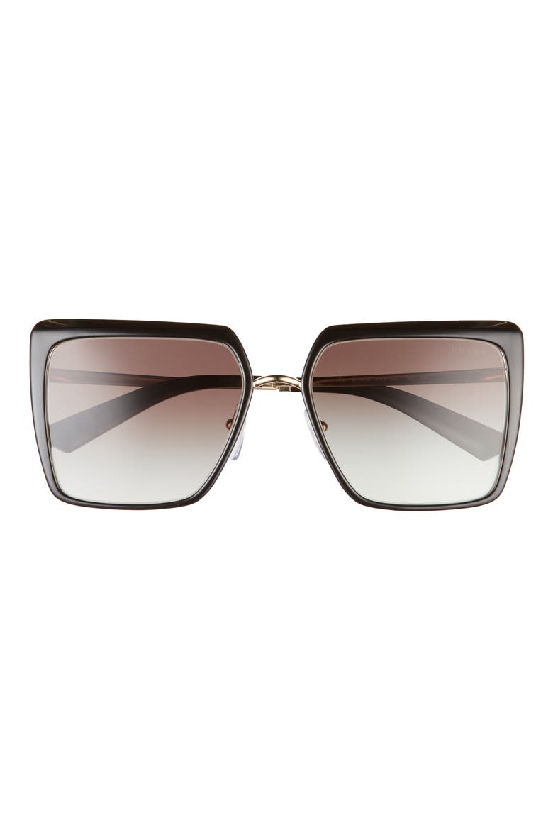 57mm Gradient Square Sunglasses, Main, color, BLACK/PALE GOLD/ GREY GRADIENT