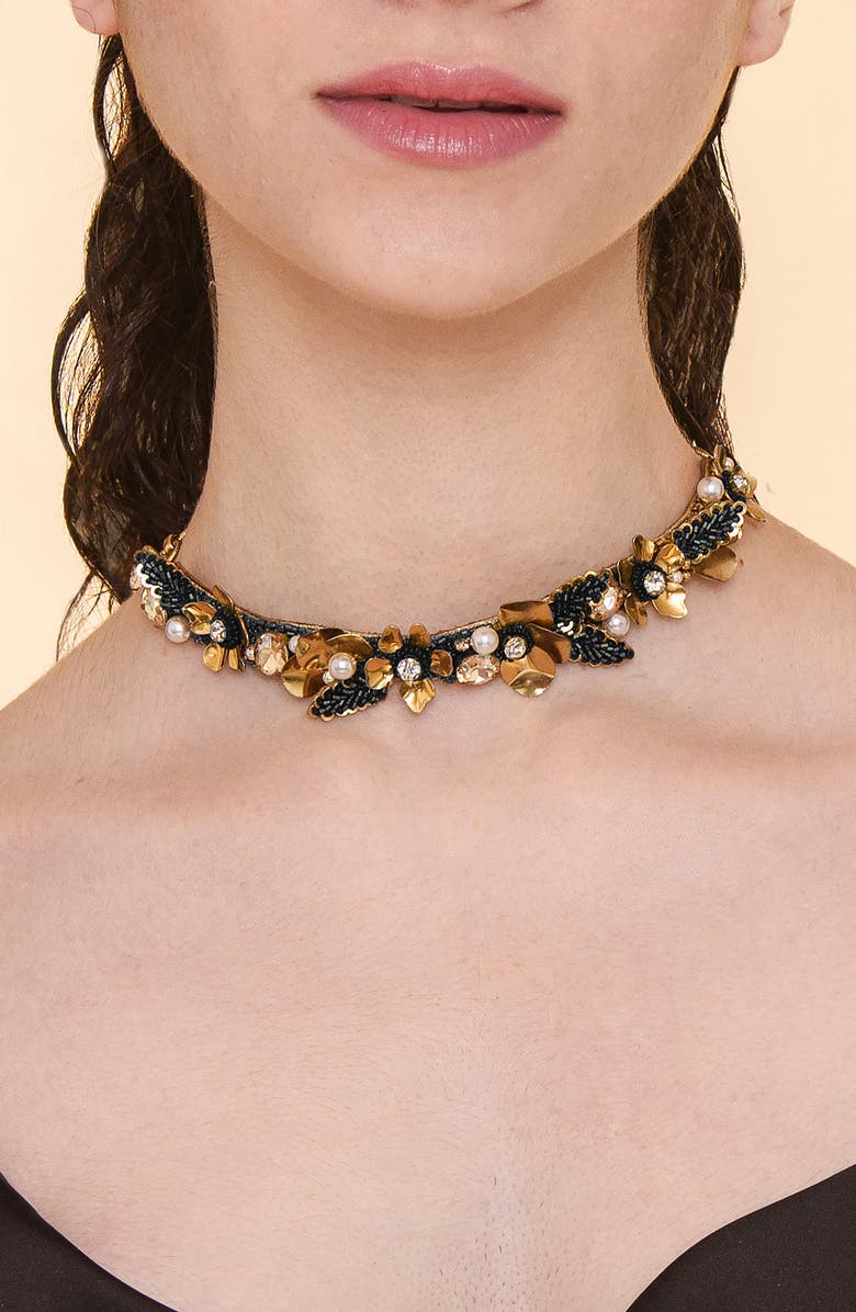 Deepa Gurnani Katrina Floral Collar Necklace, Alternate, color, 