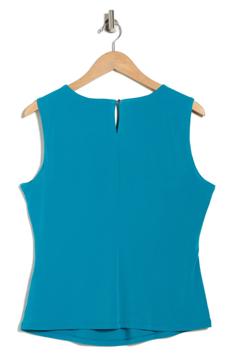 Calvin Klein Solid Pleated Front Sleeveless Top, Alternate, color, Petrol