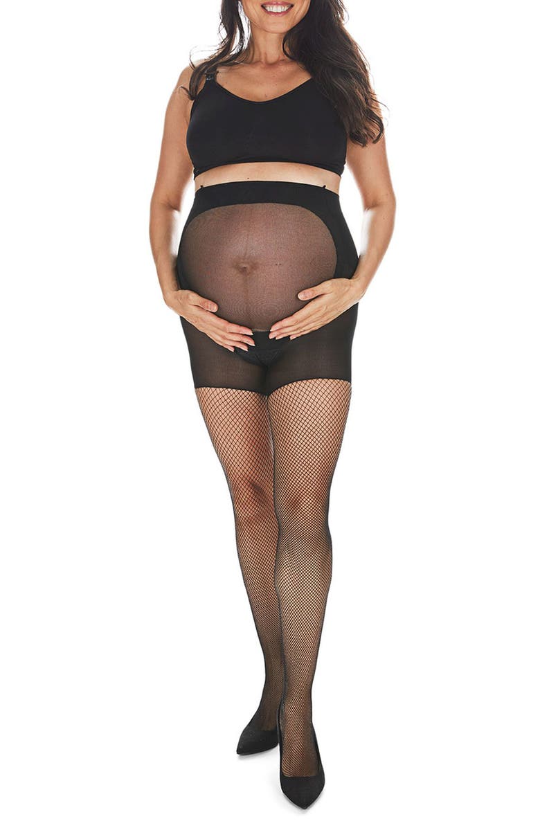 MeMoi Fishnet Maternity Tights, Alternate, color,