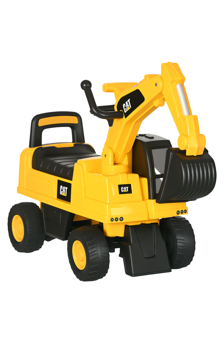 Aosom Kids Manual-Pedal Excavator with Shovel, Horn, Storage, Main, color, Yellow