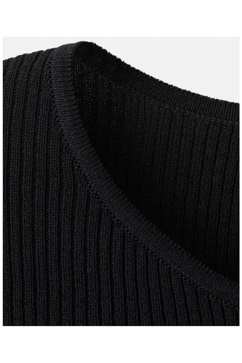 Ruffle Trim Short Sleeve Sweater, Alternate, color, BLACK