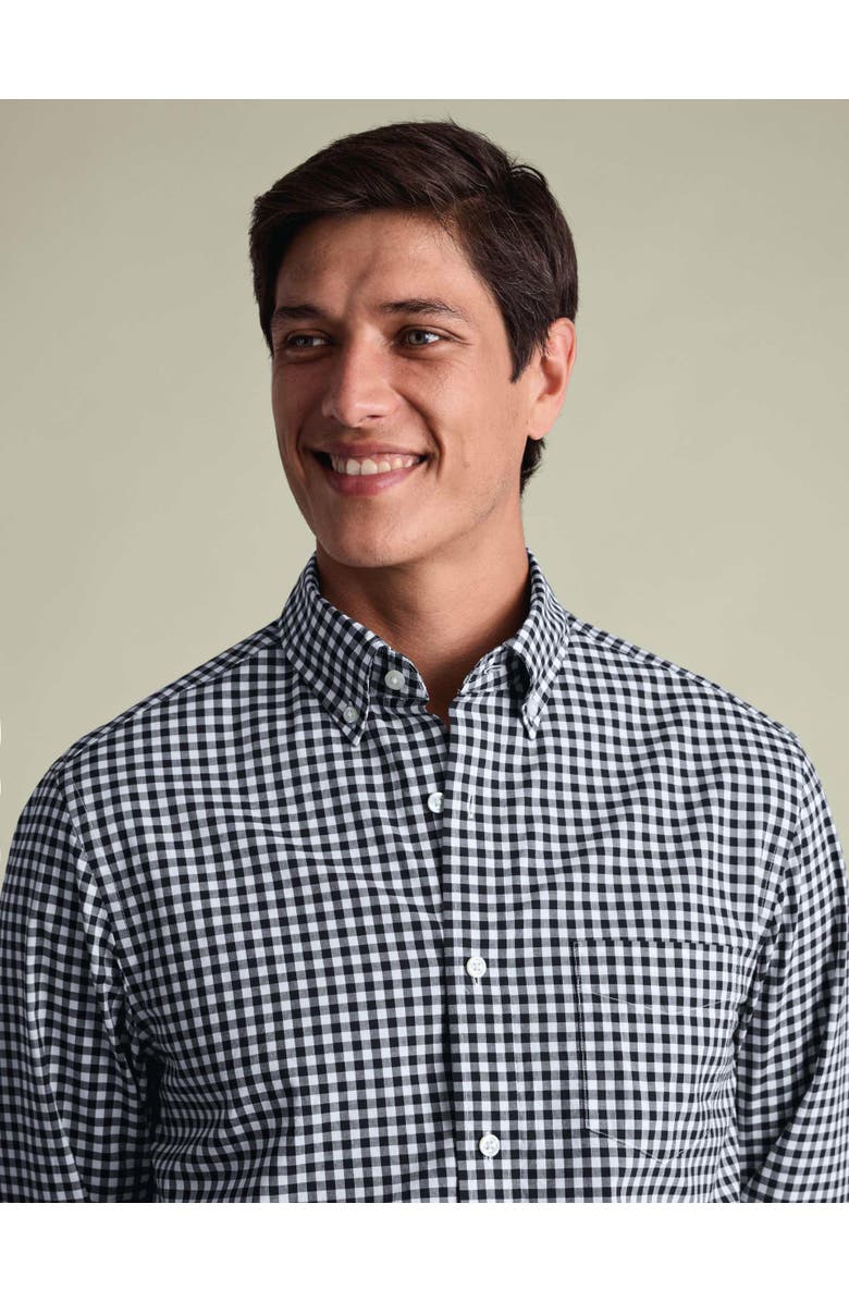 Charles Tyrwhitt Check Strech Washed Poplin Shirt, Alternate, color, Dark Navy