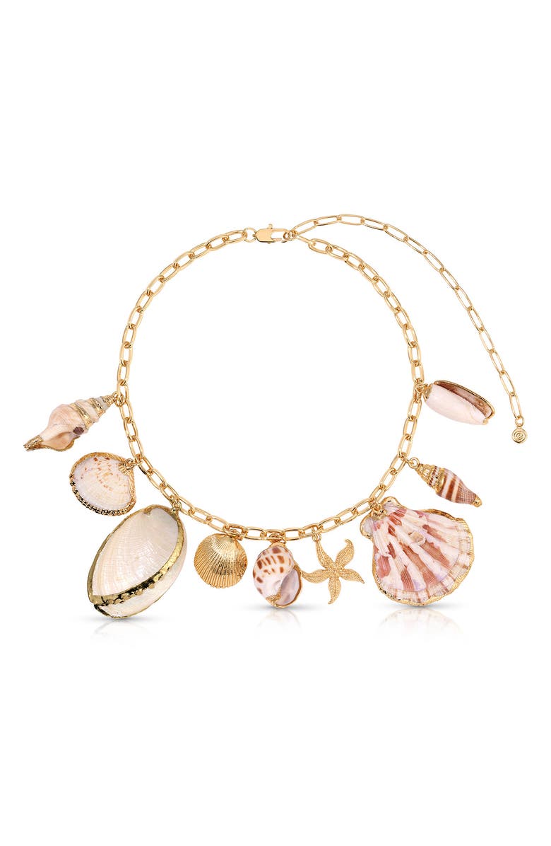 Ettika Private Island Shell Necklace, Main, color, Gold