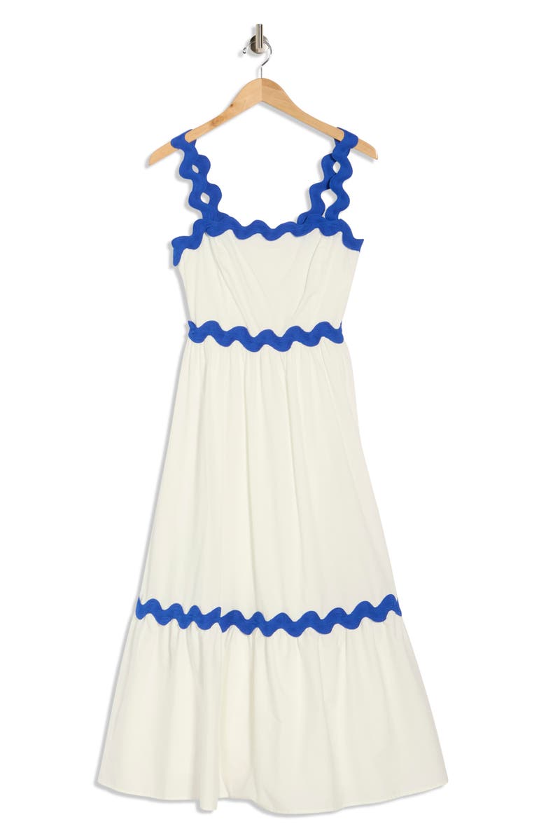 FLYING TOMATO Rickrack Trim Midi Dress, Alternate, color, White