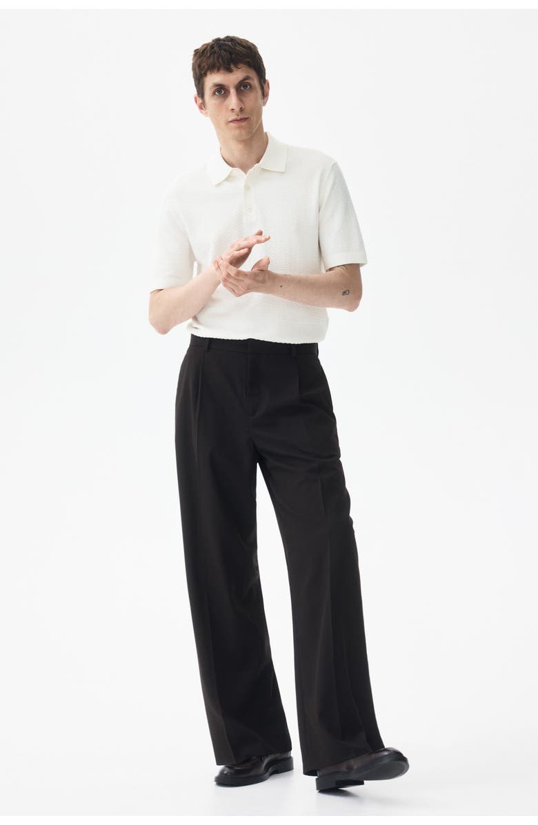 H&M Slim Fit Textured Polo Shirt, Alternate, color, White