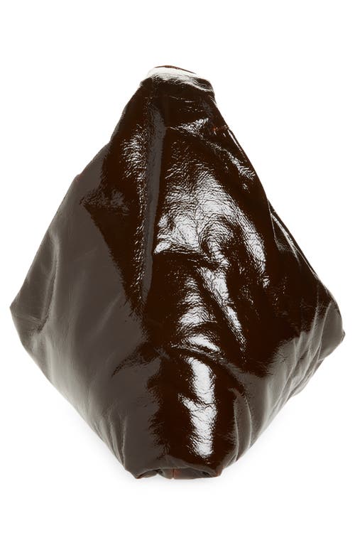 Kassl Small Anchor Lacquered Hobo Bag In Brown
