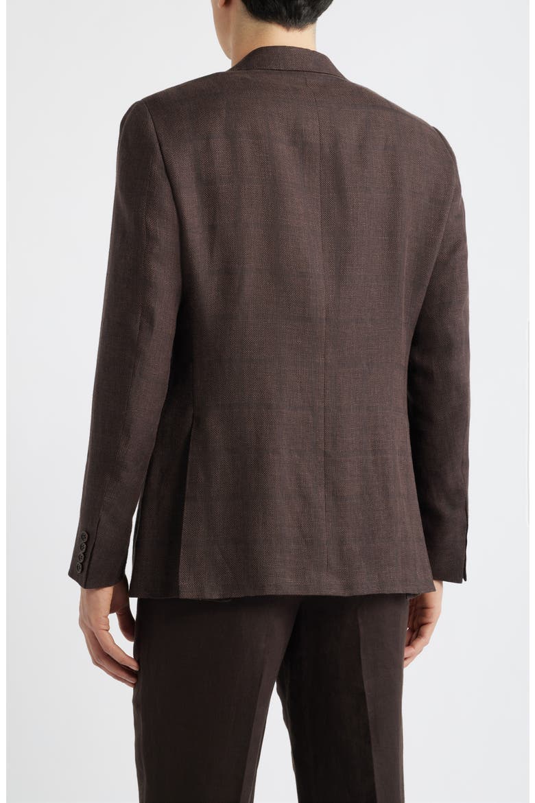 Capri Trim Fit Brown Check Jacquard Linen & Wool Sport Coat, Alternate, color, DARK BROWN