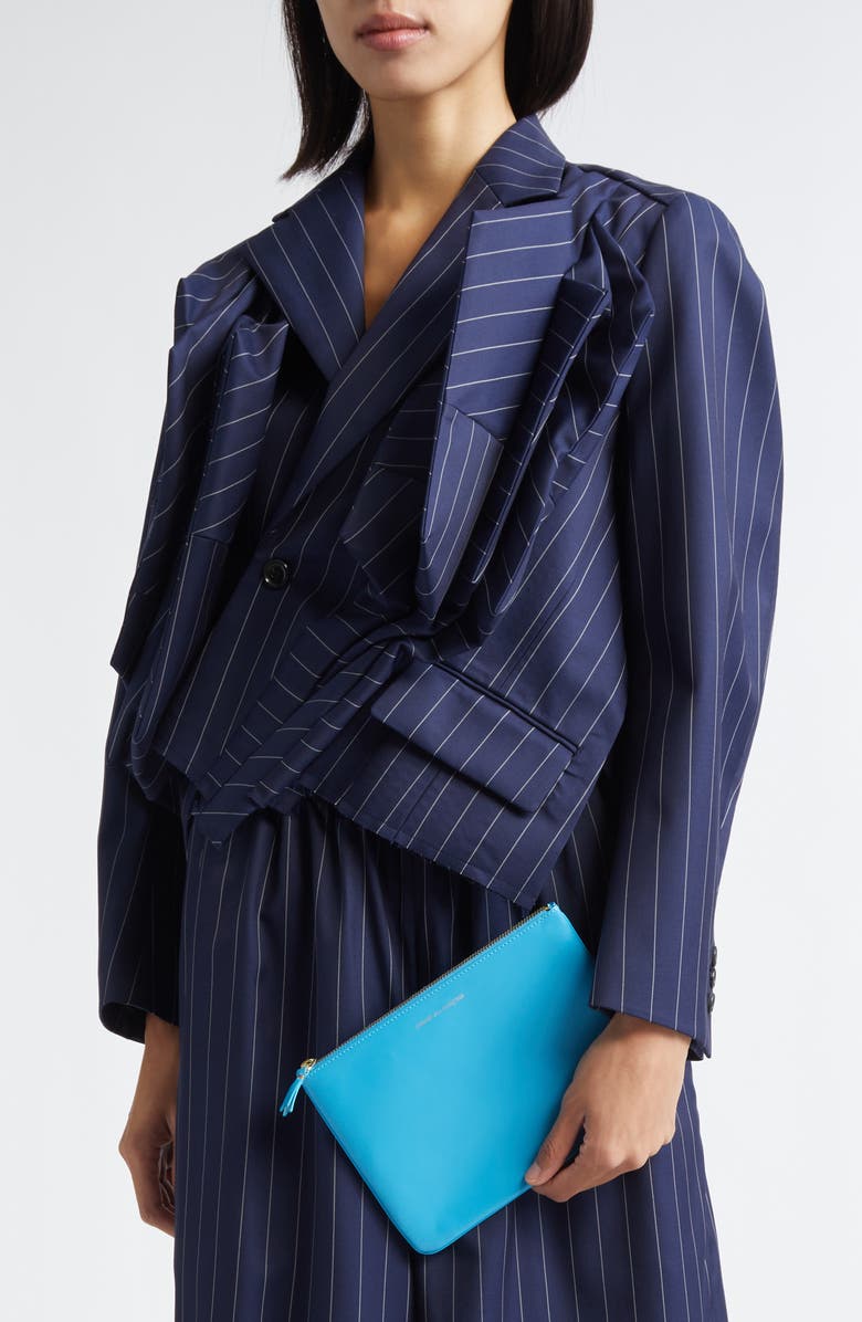 Comme des Garçons Medium Classic Leather Zip-Up Pouch, Alternate, color, Blue