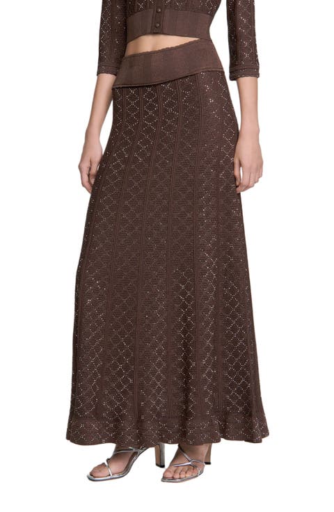 Long rhinestone knit skirt