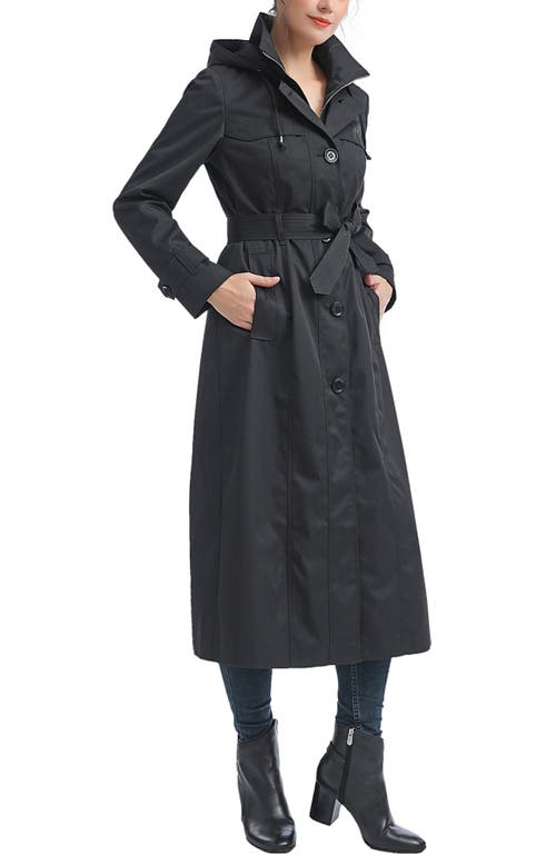 Kimi & Kai Aine Hooded Long Rain Coat In Black