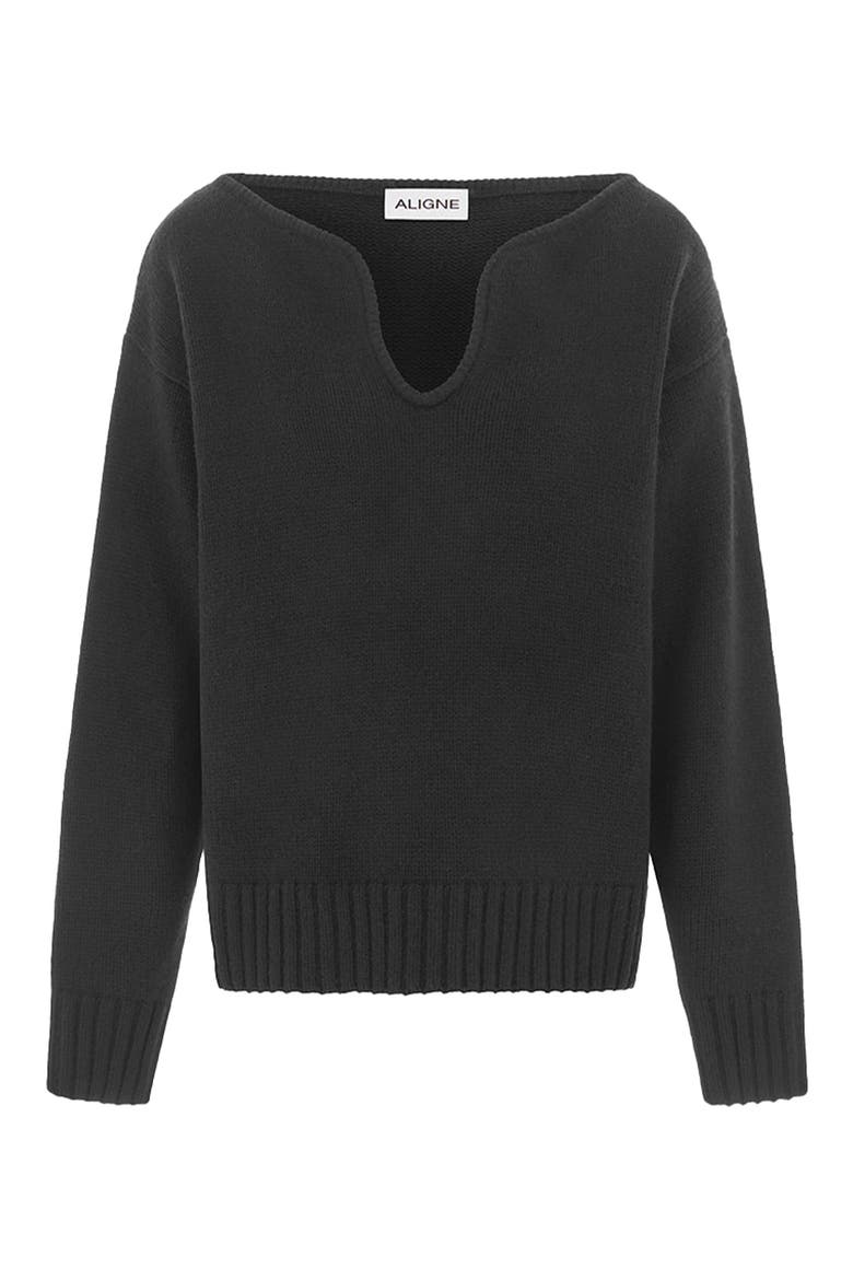 Dominique Wide Neck Sweater, Alternate, color, BLACK