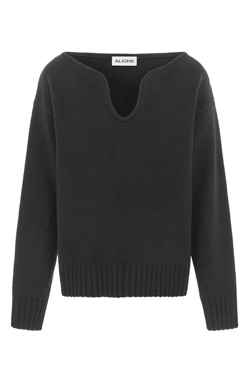 Aligne Dominique Wide Neck Sweater In Black
