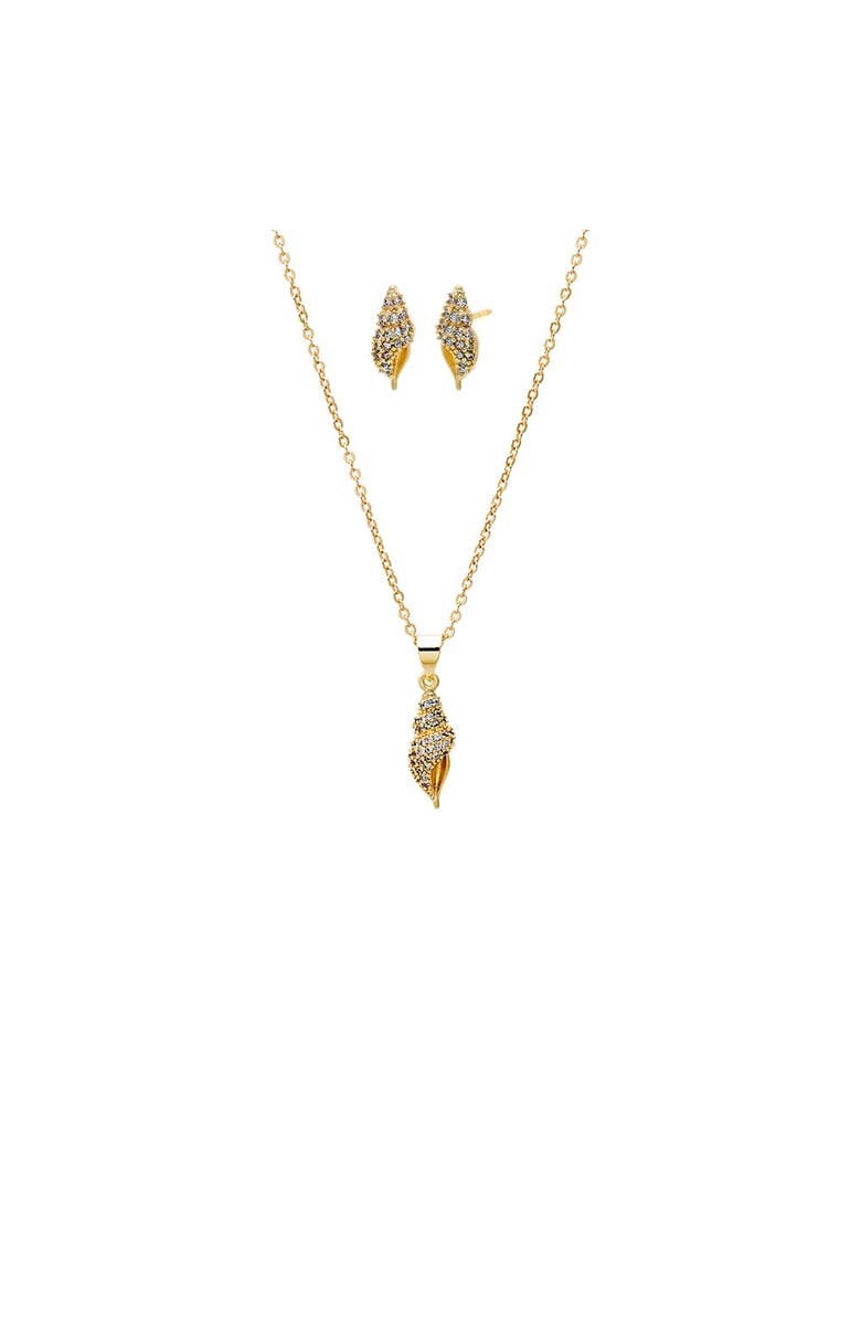 BY ADINA EDEN Pave Shell Earring & Necklace Combo Set, Main, color, Gold