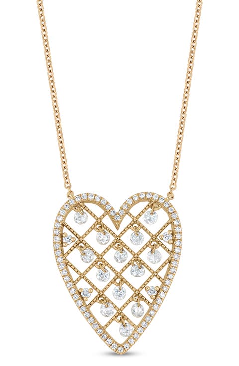 18K Gold Audrey Diamond Heart Pendant Necklace