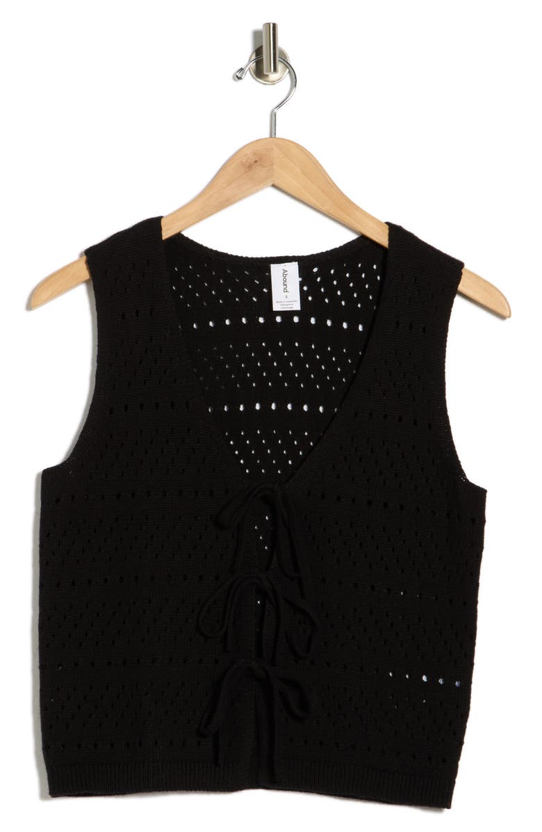 Abound Tie Front Sweater Tank, Alternate, color, Black