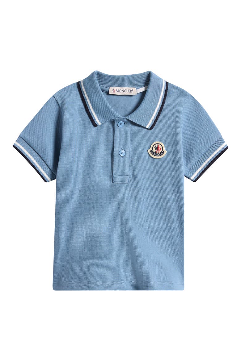 Kids' Tipped Stretch Cotton Piqué Polo, Main, color, BLUE