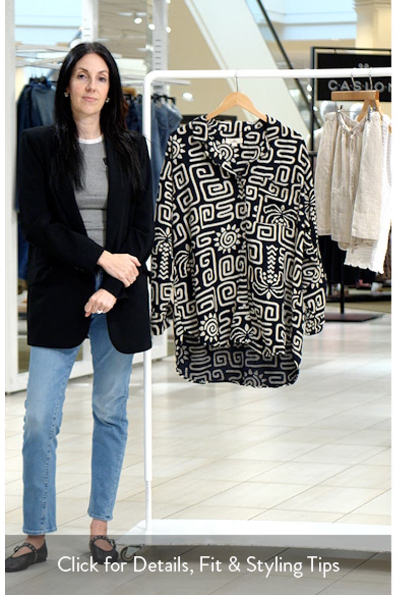 Sunset Luau Print Button-Up Oversize Blouse video