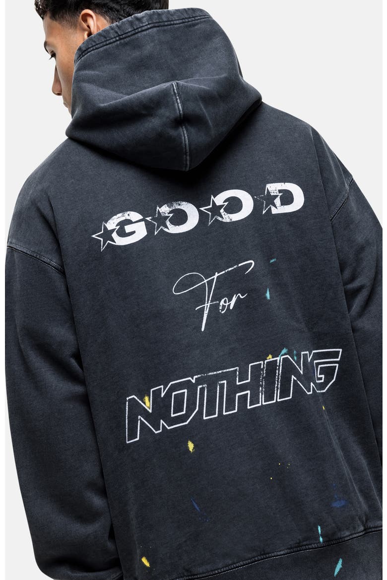 Nevada Black Paint Relaxed Hoodie, Alternate, color, Black