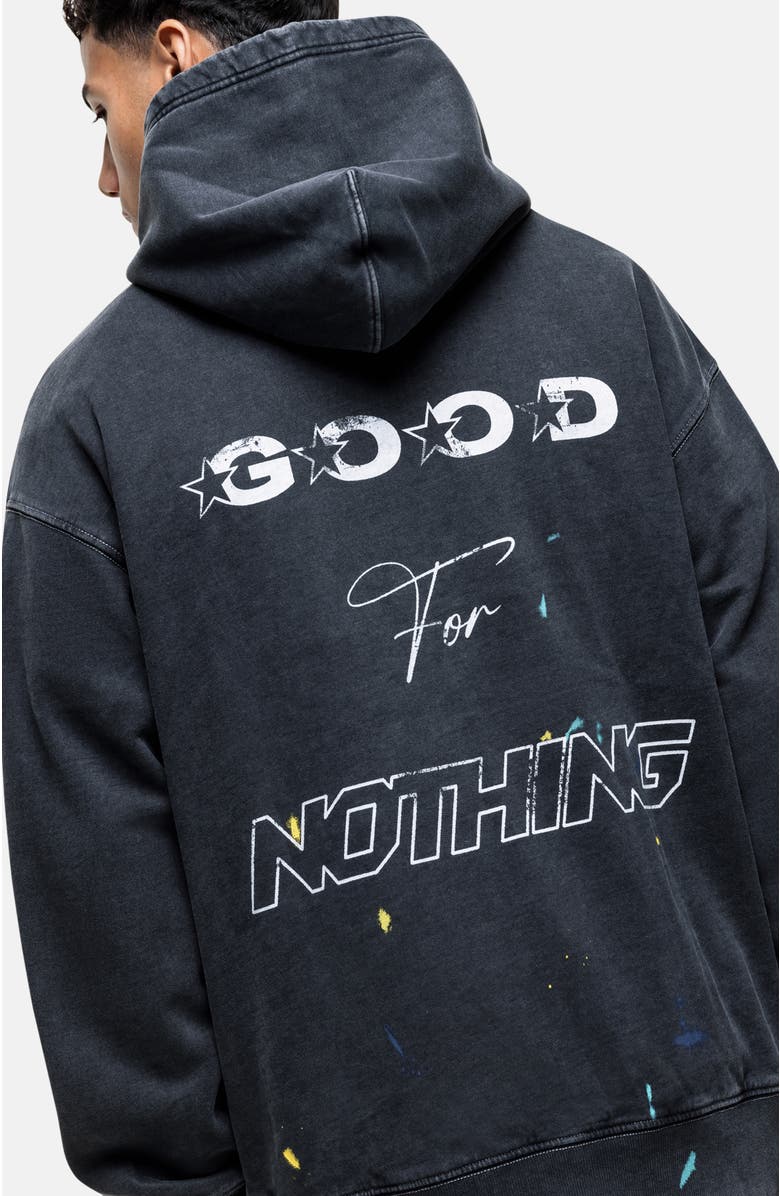 Good For Nothing Nevada Black Paint Relaxed Hoodie, Alternate, color, Black