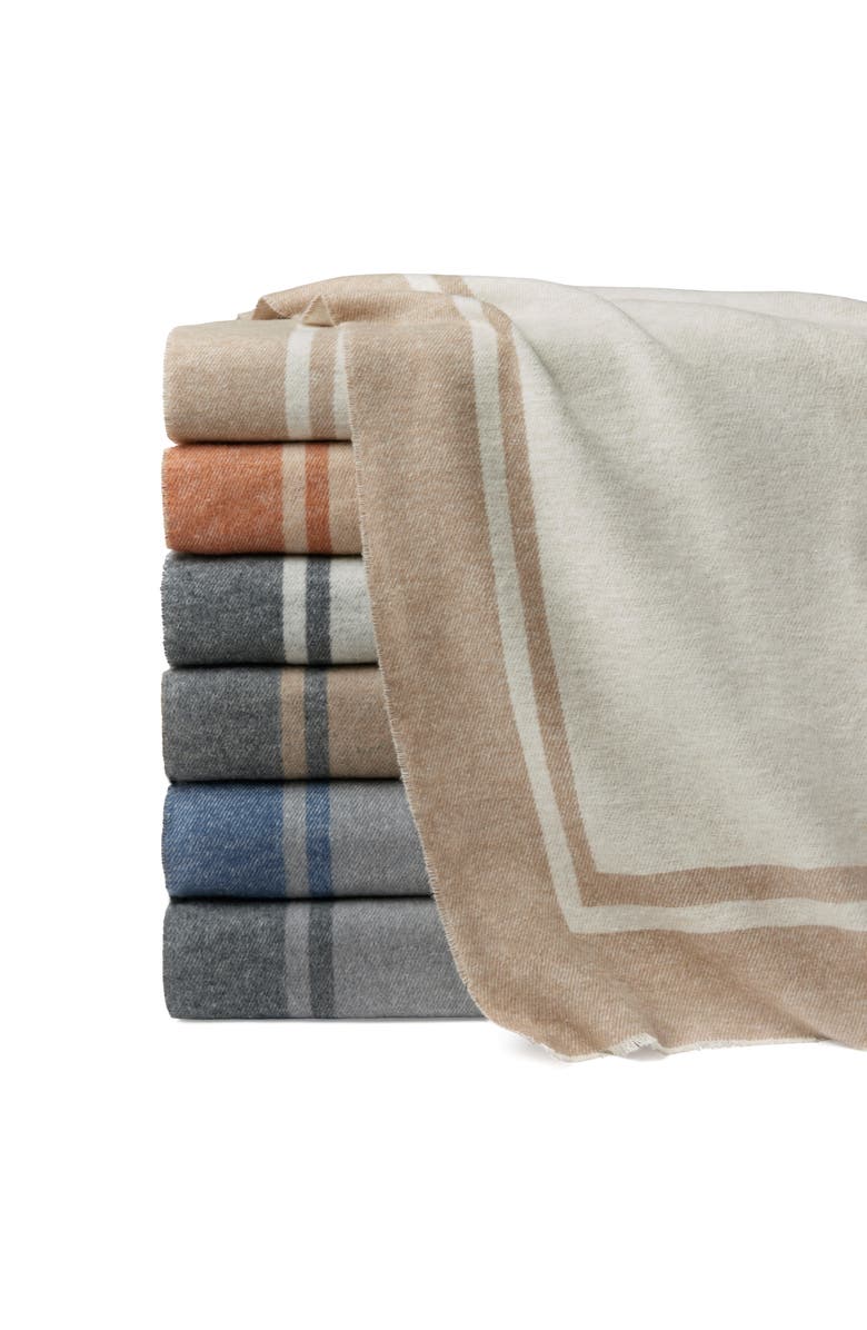 SFERRA Viletta Throw Blanket, Alternate, color, Sand/ Rust