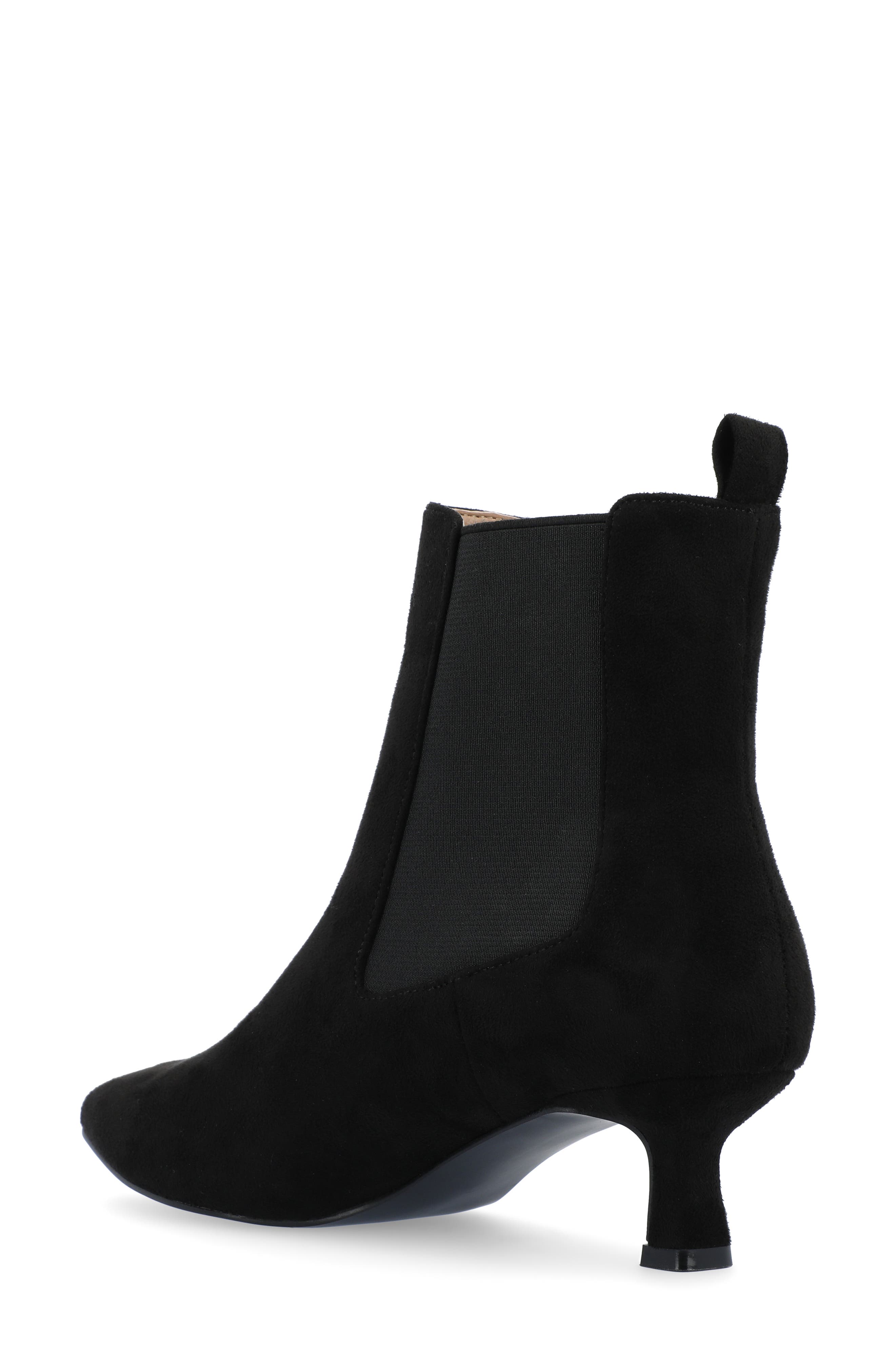 Journee Collection Pointed-Toe Vegan Leather Bootie, Alternate, color, Black