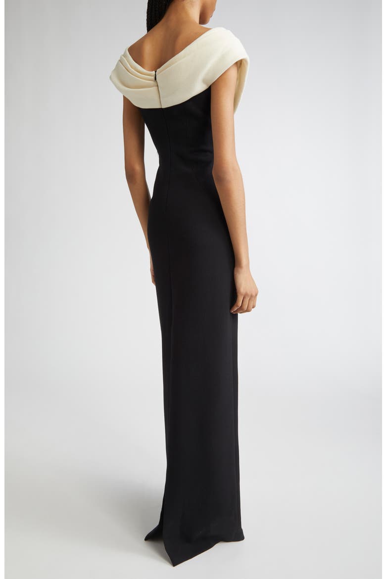 Cowl Neck Gown, Alternate, color, BLACK/ CREAM