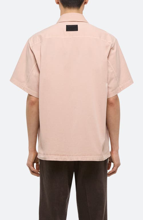 Helmut Lang Gd Uniform Short Sleeve Stretch Twill Button Up Shirt In Purple