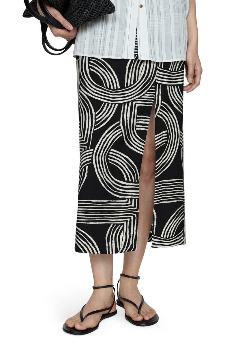 MANGO Print Side Slit Midi Skirt, Main, color,