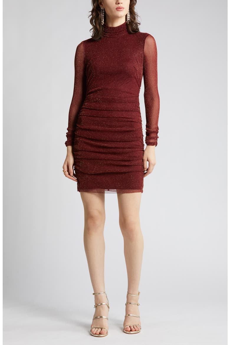 Metallic Long Sleeve Body-Con Dress, Alternate, color, WNE