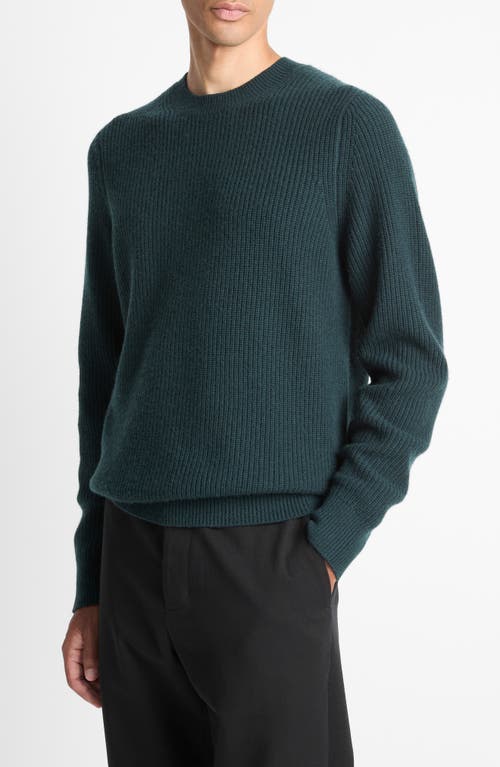 Vince Shaker Stitch Wool & Cashmere Crewneck Sweater In Green